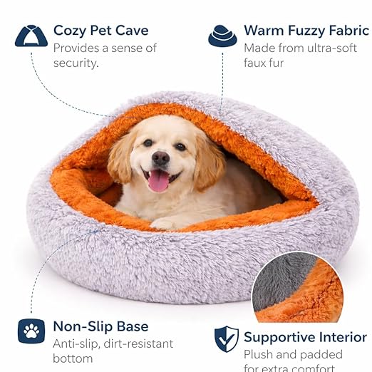 Premium Hooded Nesting Pet Bed | 65cm Grey