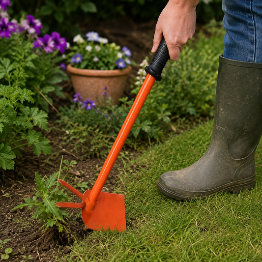 Dual-Function Orange Hoe with Forked Tip – Weeder & Cultivator