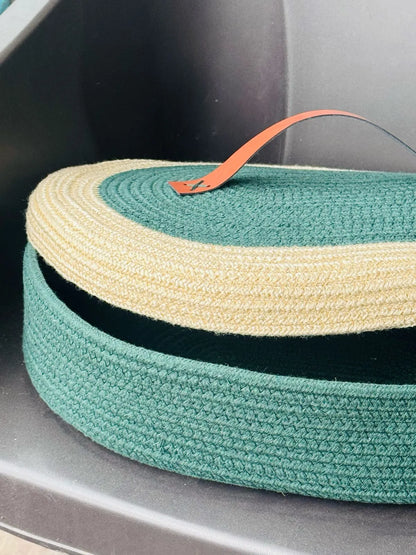 Handwoven Cotton Oval Storage Basket with Lid