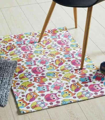 Printed Owl Kids Room Dhurrie Carpet