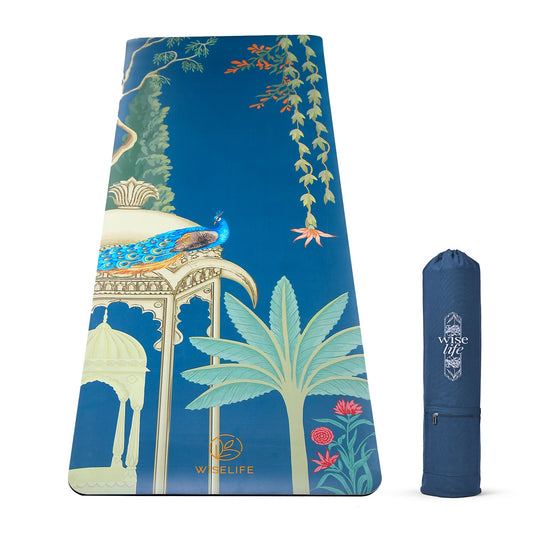 Professional PU & Natural Rubber Yoga Mat - 6mm Peacock