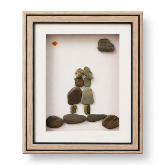 "Mother’s Warm Embrace" Pebble Art Frame