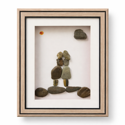 "Mother’s Warm Embrace" Pebble Art Frame