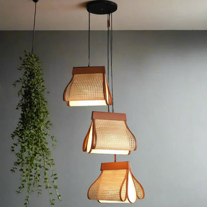 Pixie Rattan Cane Hanging Light Set of 3
