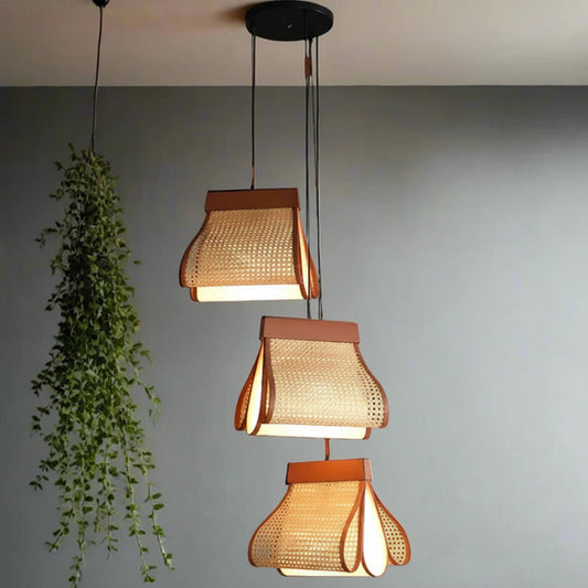 Pixie Rattan Cane Hanging Light Set of 3