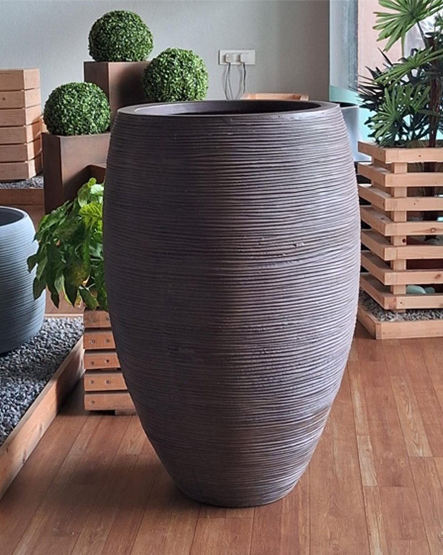 MYNA Textured Tall Planter – Premium Ugaoo Rib High FRP Planter for Modern Homes