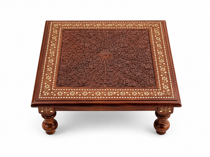 Handcrafted Genuine Sheesham Wood Pooja Chowki