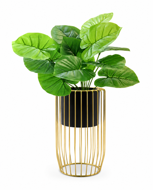 Elegant cylindrical wire-framed metal plante