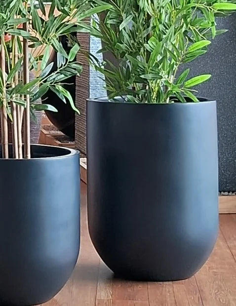 MEERA Matte Black Round Planters – Premium FRP Pots
