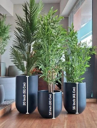 MEERA Matte Black Round Planters – Premium FRP Pots