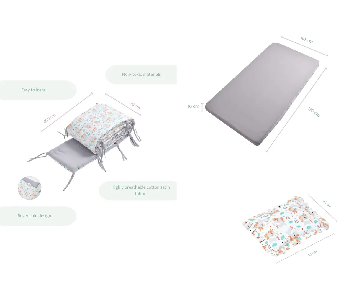 Sovana Premium 4-Piece Baby Cot Combo Unicorn