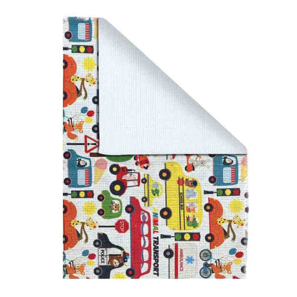 Printed Animal Transport Kids Room Dhurrie Carpet