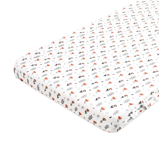 Premium Printed Muslin Fitted Crib sheet Fern & Roses
