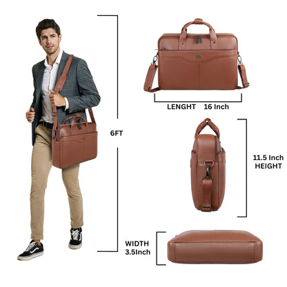 Wildhorn Premium Leather Laptop Messenger Bag | Executive Smart Office Satchel