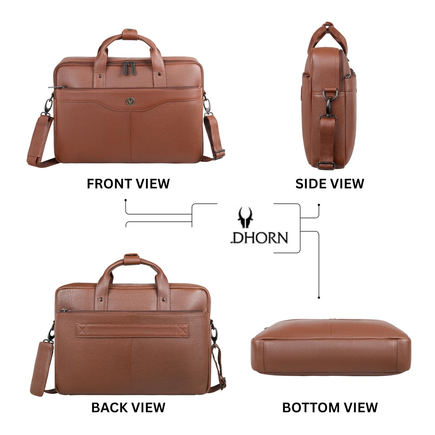 Wildhorn Premium Leather Laptop Messenger Bag | Executive Smart Office Satchel