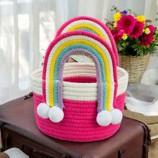 Rainbow Arch Hand-Woven Cotton Basket
