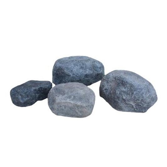 Four gray stones on a white background