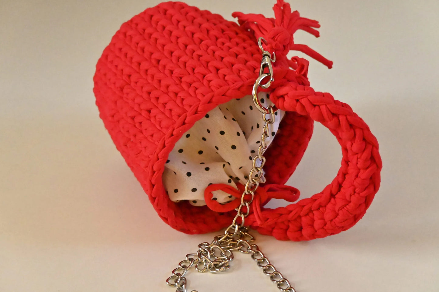 Handmade Vibrant Red Crochet Bucket Bag