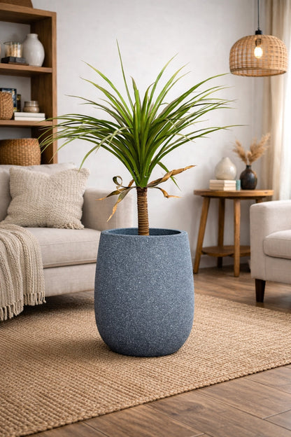 Omega Blue Grey Fiberglass Planter