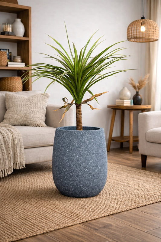 Omega Blue Grey Fiberglass Planter