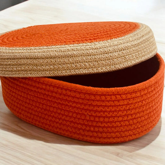 Multipurpose Cotton Rope Basket with Divider & Lid