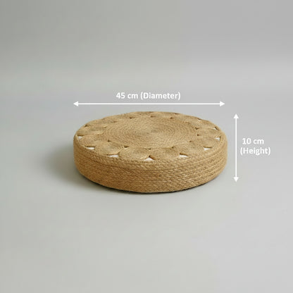 Handcrafted Round Jute Floor Cushion Pouf