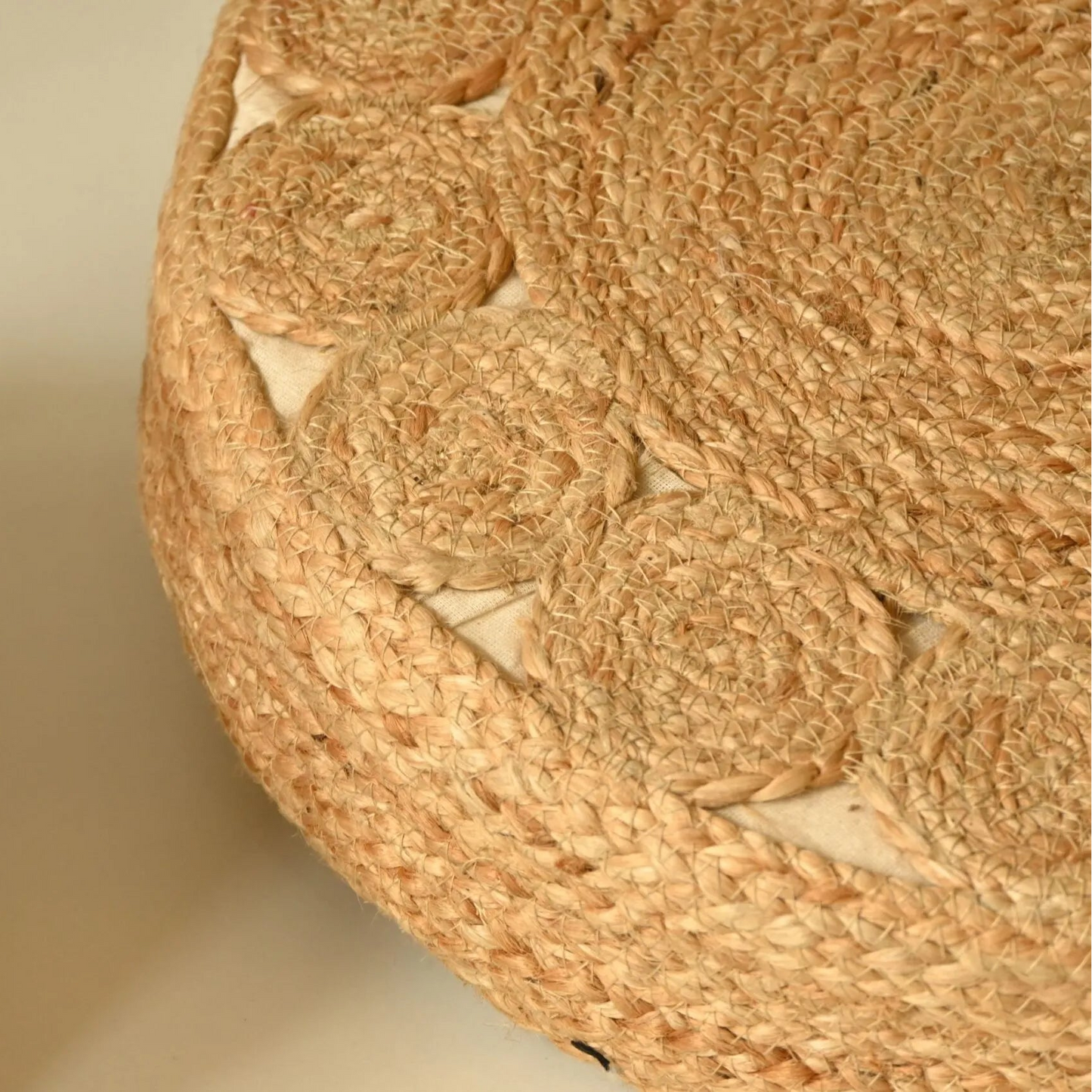 Handcrafted Round Jute Floor Cushion Pouf