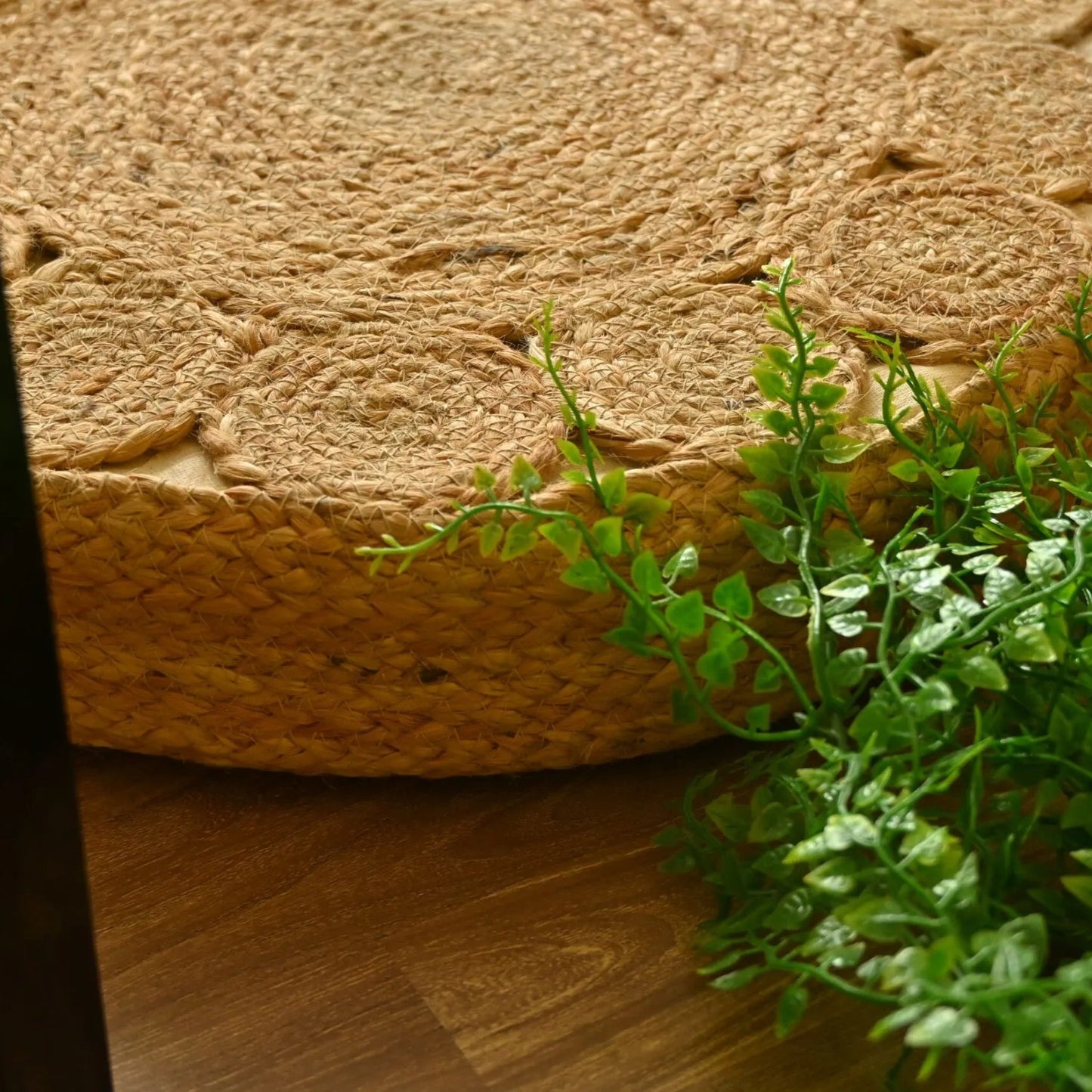 Handcrafted Round Jute Floor Cushion Pouf