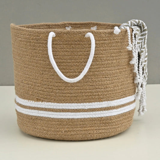Round Woven Handcrafted Jute Basket