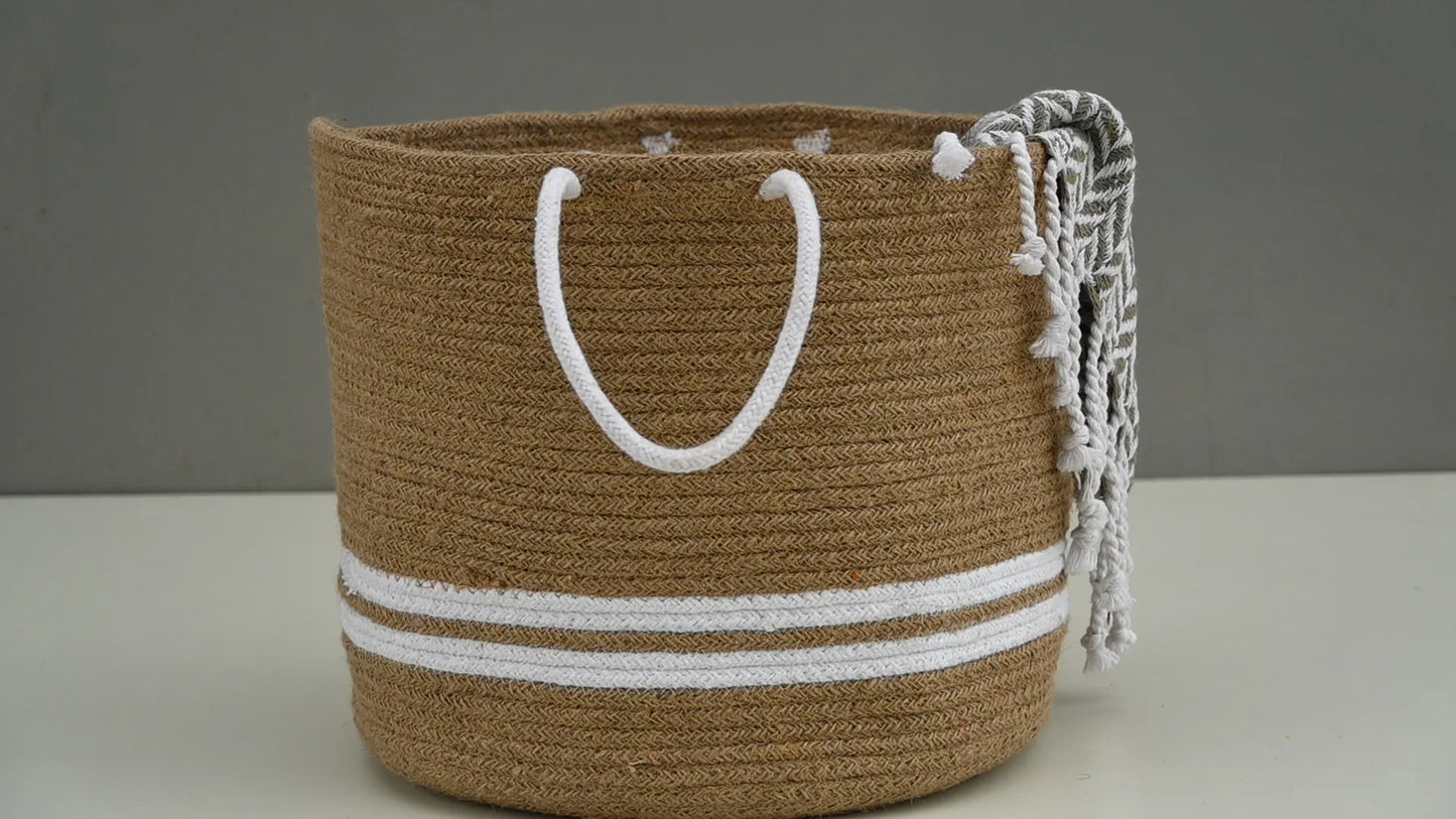 Round Woven Handcrafted Jute Basket