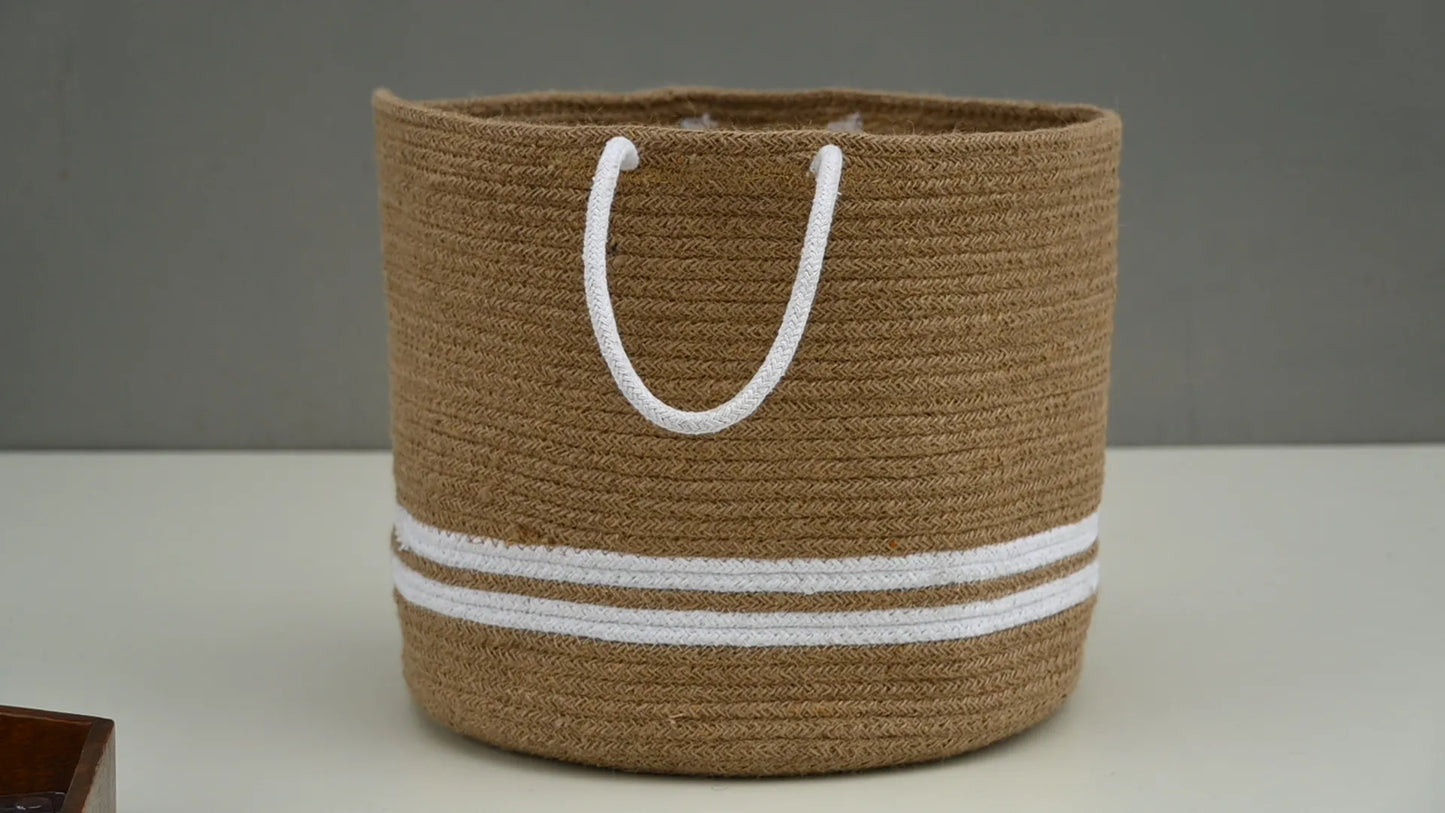 Round Woven Handcrafted Jute Basket