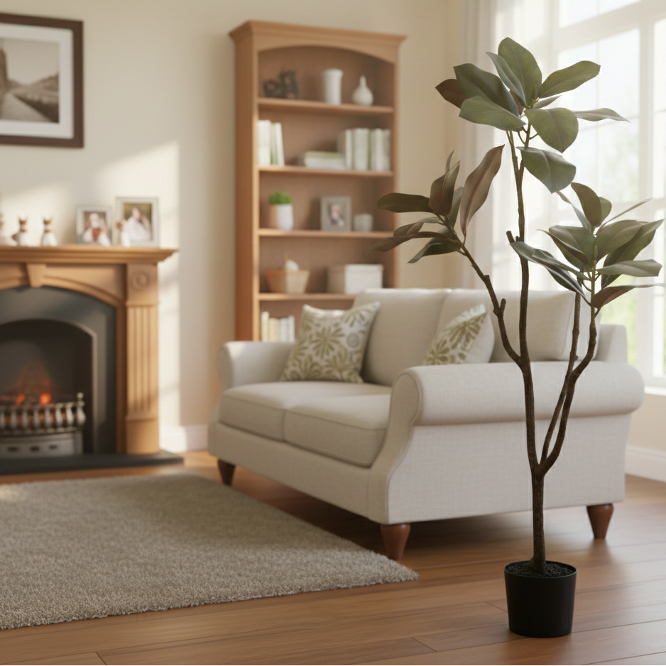 Premium Artificial Rubber Plant Tree 47"