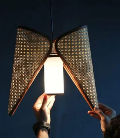 Rattan Butterfly Pendant Light – Handwoven Boho Chic Lighting 12″x12″