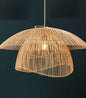 Mushroom Pendant Light – Handwoven Rattan Boho Chic Lighting 12″x10″