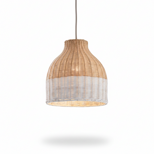 Dipped Rattan Light – Handwoven Coastal Pendant Light 12″ x 18″