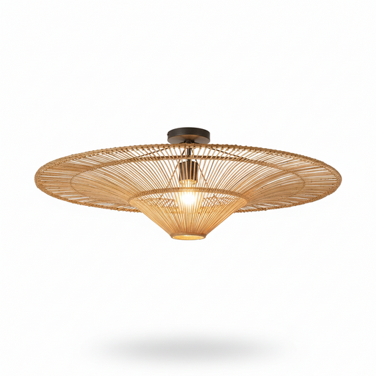 Large Rattan Ceiling Light –Bohemian Chic Pendant Lighting 30″x10″