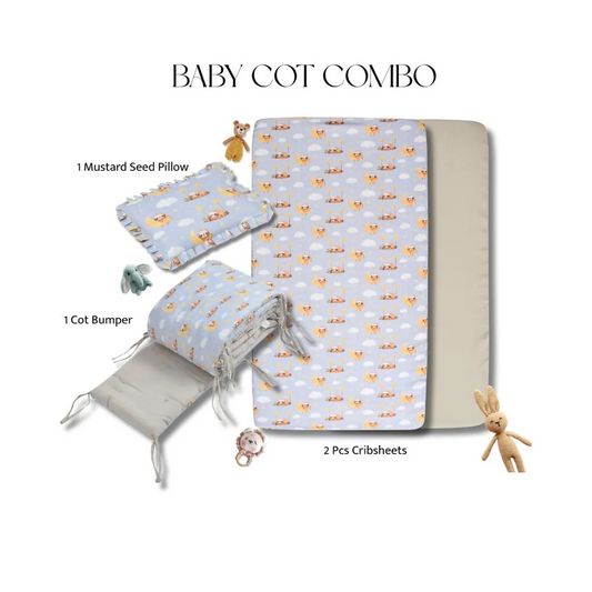 Sovana Premium 4-Piece Baby Cot Combo Sleepy Animal
