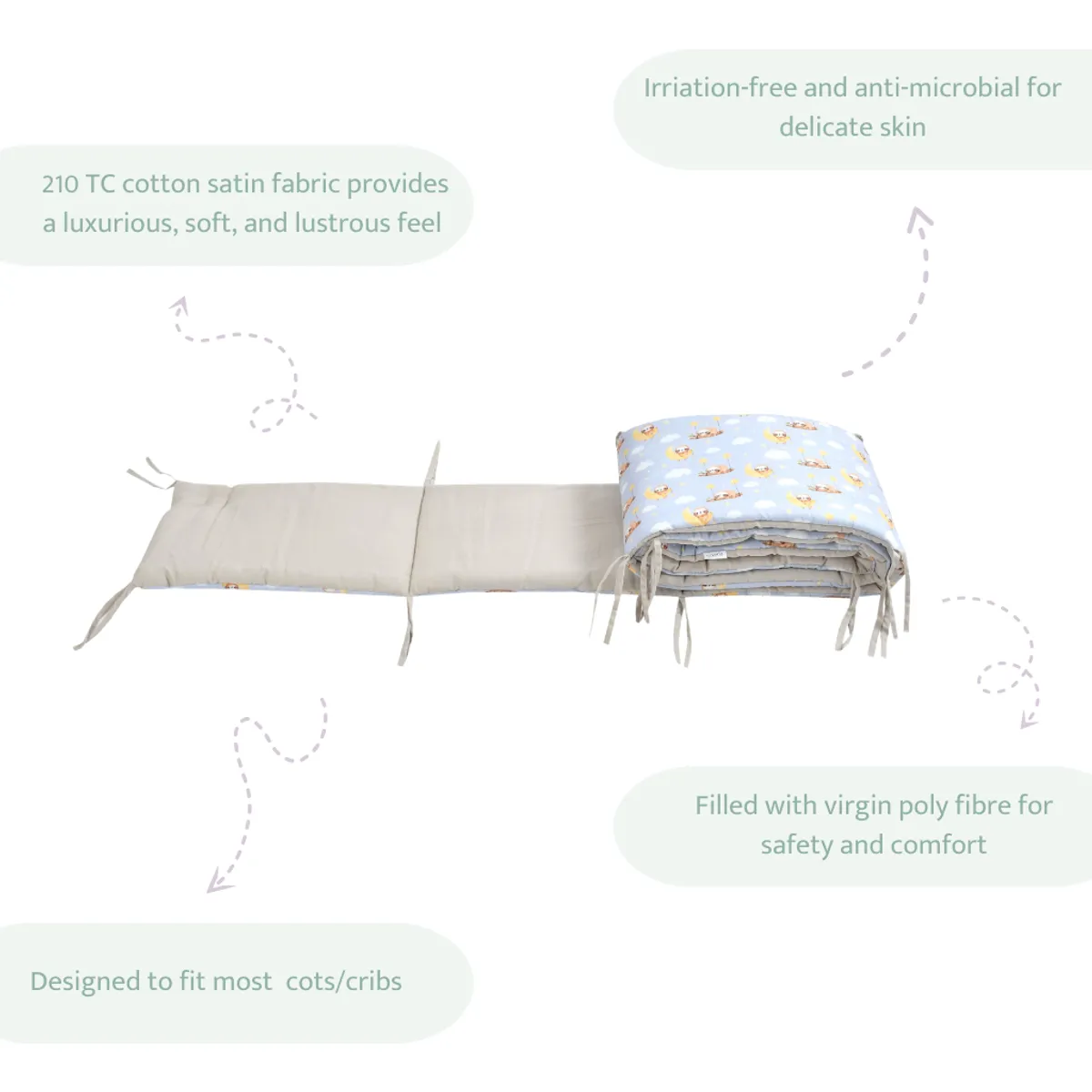 Sovana Premium 4-Piece Baby Cot Combo Sleepy Animal