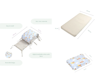 Sovana Premium 4-Piece Baby Cot Combo Sleepy Animal