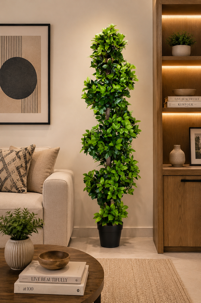 Topiary spiral Faux Plant – 59” Tropical Indoor Decor