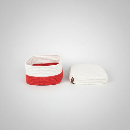 Hand-Woven Cotton Rope Storage Basket with Lid