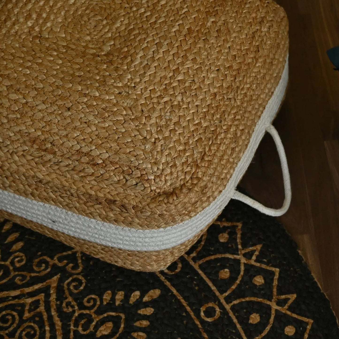 Handcrafted Square Jute Floor Cushion Pouf