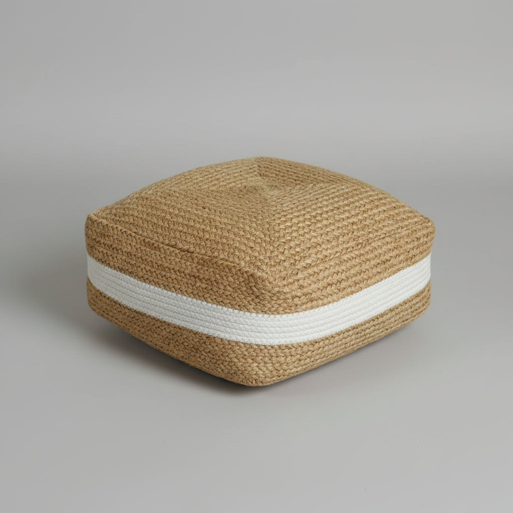Handcrafted Square Jute Floor Cushion Pouf
