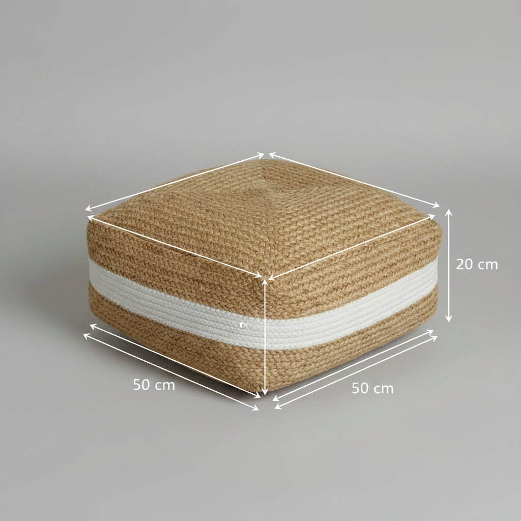 Handcrafted Square Jute Floor Cushion Pouf