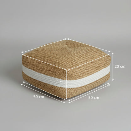 Handcrafted Square Jute Floor Cushion Pouf