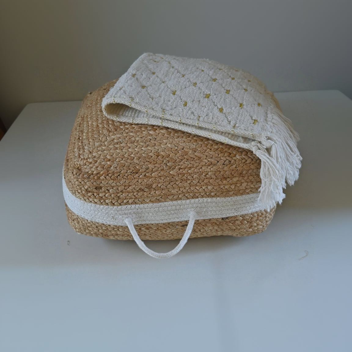 Handcrafted Square Jute Floor Cushion Pouf