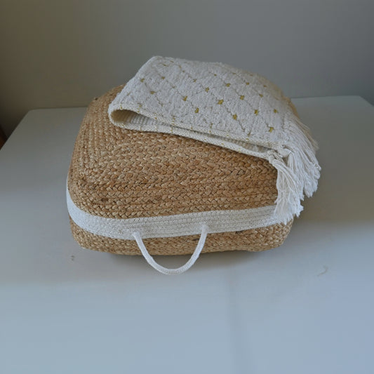 Handcrafted Square Jute Floor Cushion Pouf