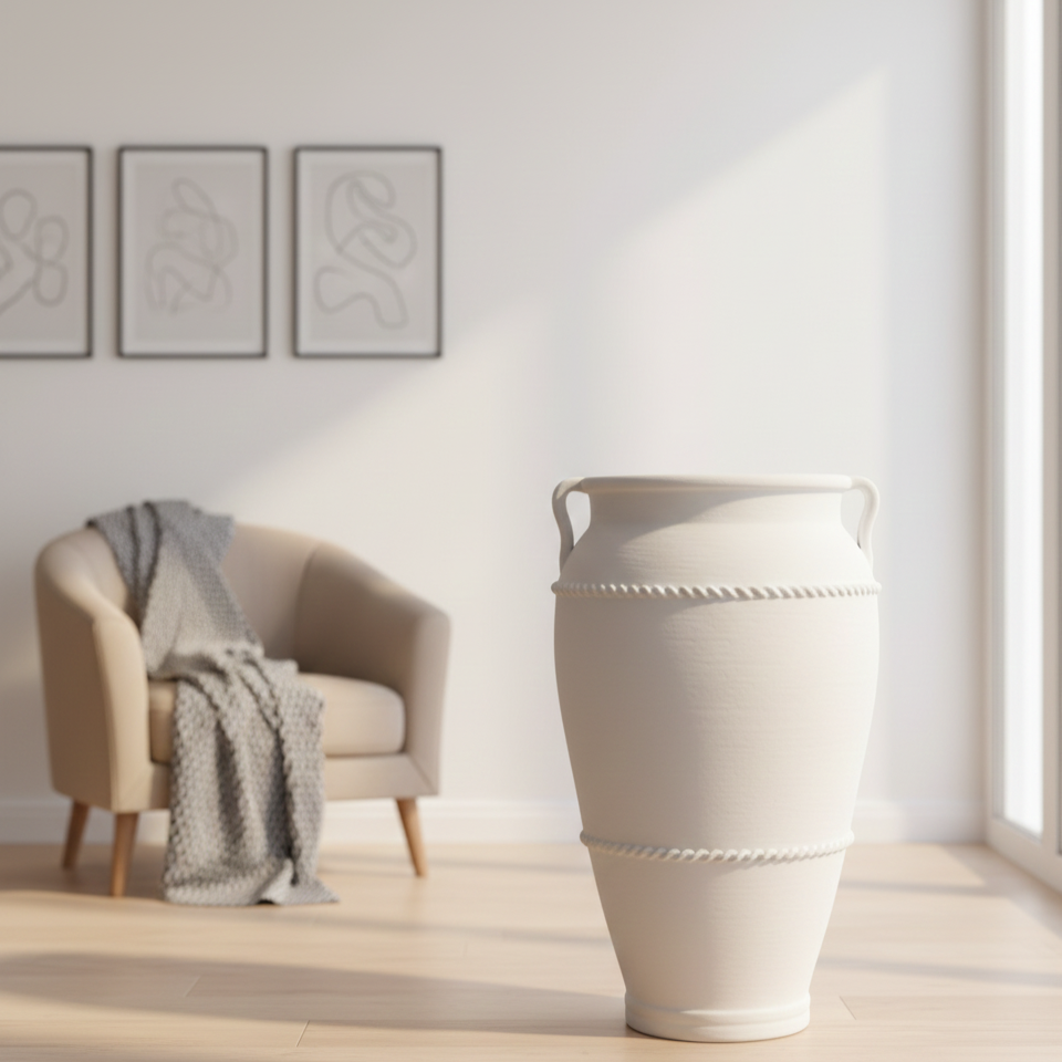 Glorious Shivneri Terracotta Campana Urn – Hand Woven Planter for Home And Garden 26″, 30″ & 36″