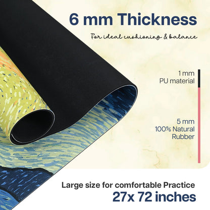Professional PU & Natural Rubber Yoga Mat - 6mm