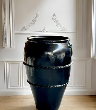 Epic Bhairav Terracotta Urn – Handmade Dark Terracotta Sculptural Planter